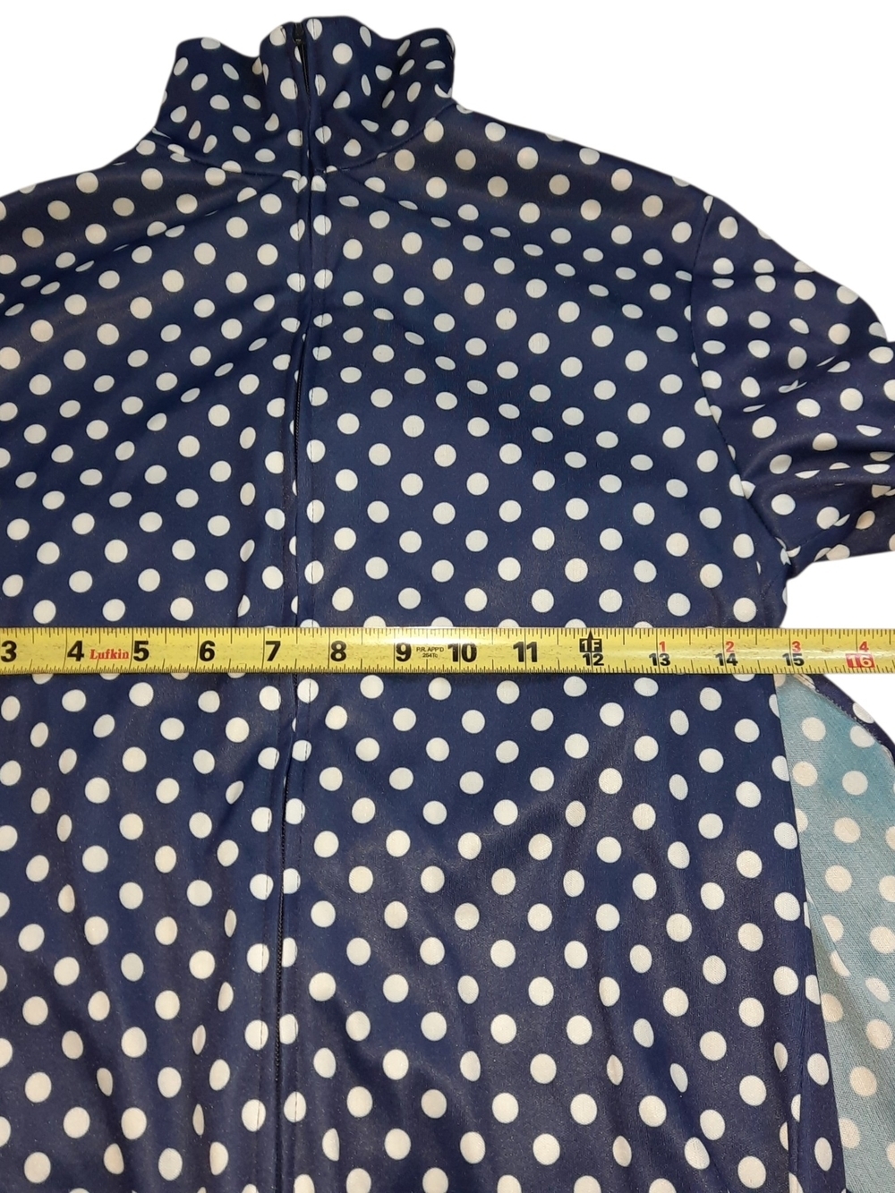 Vintage Women's Navy Polka Dot Long Sleeve Jumpsuit with Tie Waist - Picture 12 of 15
